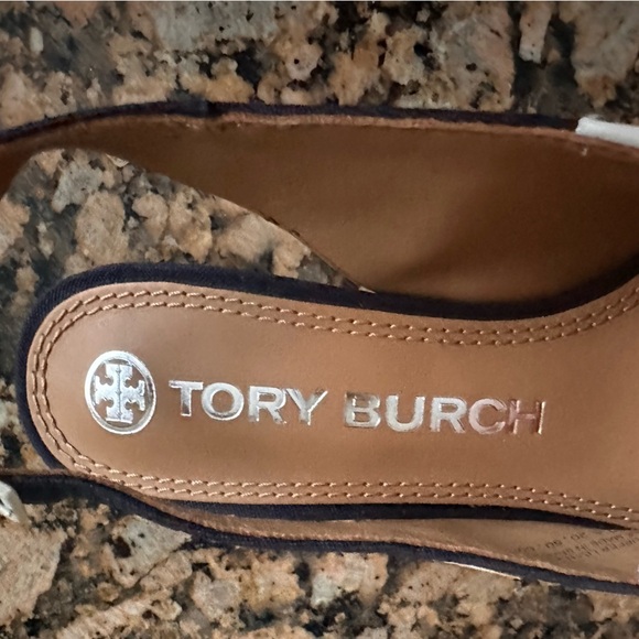 Tory Burch Sling Back Pump Spencer Navy - Picture 6 of 8